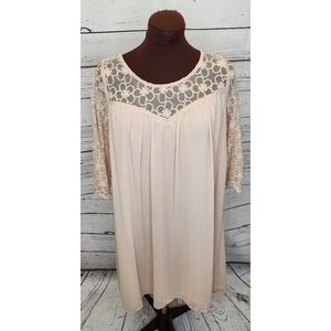 Umgee Sheer Embroidered‎ Floral Shift Dress